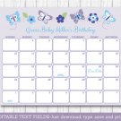 Lavender Butterfly Garden Baby Due Date Calendar Editable PDF #A218