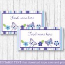 Lavender Butterfly Garden Buffet Tent Cards & Place Cards Editable PDF #A218