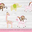 Safari Girl Jungle Animals Party Cutouts Decorations Printable #A229