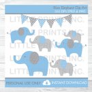 Blue & Grey Polka Dot Elephants Clipart #A135