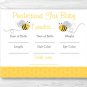 Bumble Bee Baby Shower Baby Predictions Game Cards Printable #A359