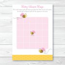 Pink Bumble Bee Baby Shower Bingo Cards Printable #A101