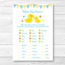 Rubber Duck Baby Shower Baby Animal Match Game Printable #A367