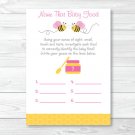 Pink Bumble Bee Name That Baby Food Baby Shower Game Printable #A101