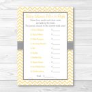 Yellow Chevron Printable Baby Shower "Price Is Right!" Game Cards #A356
