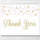 Blush Pink & Glitter Gold Thank You Card Printable #A368