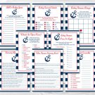 Nautical Anchor Blue & Red Baby Shower Games Pack - 8 Printable Games #A259