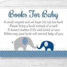 Navy Blue Elephant Baby Shower Book Request Cards Printable #A373