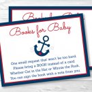 Nautical Anchor Blue & Red Printable Baby Shower Book Request Cards #A259