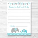 Teal Chevron Elephant Printable Baby Shower Mommy Advice Cards #A374