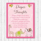 Safari Girl Jungle Animals Diaper Thoughts Late Night Diaper Baby Shower Game #A229
