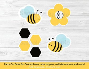Bumble Bee Party Cutouts Decorations Printable #A134
