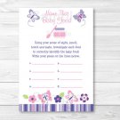 Pink & Purple Butterfly Name That Baby Food Baby Shower Game Printable #A220
