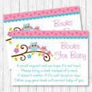 Pink Woodland Owl Printable Baby Shower Book Request Cards #A162