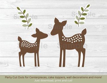 Baby Deer Party Cutouts Decorations Printable #A131
