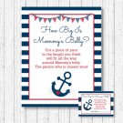 Nautical Anchor Navy Blue & Red How Big Is Mommys Belly Baby Shower Game #A259