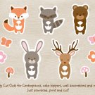 Pink Woodland Animals Party Cutouts Decorations Printable #A340