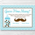 Little Man Mustache Chevron Printable Baby Shower "Guess How Many?" Game Cards #A376