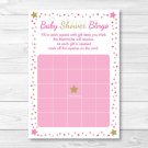 Pink Twinkle Star Printable Baby Shower Bingo Cards #A377