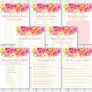 Watercolor Flowers Glitter Confetti Baby Shower Games Pack - 8 Printable Games #A379