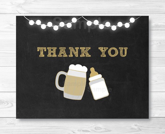 BaByQ Baby Is Brewing Beer & BBQ Thank You Card Printable #A371