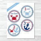 Nautical Crab Monthly Milestone DIY You Print PDF Stickers & Iron On Transfers #A182