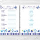 Lavender Butterfly Garden Printable Baby Shower "Baby Word Scramble" Game Cards #A218