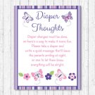 Pink & Purple Butterfly Diaper Thoughts Late Night Diaper Baby Shower Game #A220
