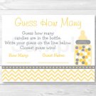 Yellow Chevron Printable Baby Shower "Guess How Many?" Game Cards #A356