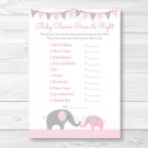 Pink Elephant Chevron Printable Baby Shower "Price Is Right!" Game Cards #A186