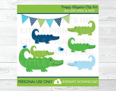 Preppy Alligator Clipart #A157