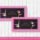 Gymnastics Chalkboard Buffet Tent Cards & Place Cards Editable PDF #A384