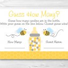 Bumble Bee Printable Baby Shower "Guess How Many?" Game Cards #A134