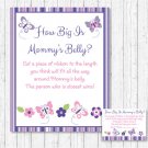 Pink & Purple Butterfly How Big Is Mommys Belly Baby Shower Game #A220