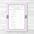 Purple & Grey Chevron Printable Baby Shower "Price Is Right!" Game Cards #A370