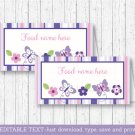 Pink & Purple Butterfly Buffet Tent Cards & Place Cards Editable PDF #A220