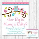 Pink Owl How Big Is Mommys Belly Baby Shower Game #A162