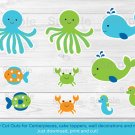 Blue Under The Sea Party Cutouts Decorations Printable #A237