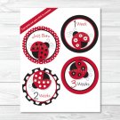 Little Red Ladybug Monthly Milestone DIY You Print PDF Stickers & Iron On Transfers #A177