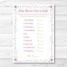 Pink Twinkle Star Printable Baby Shower "Price Is Right!" Game Cards #A377