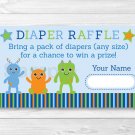 Baby Monsters Printable Baby Shower Diaper Raffle Tickets #A124