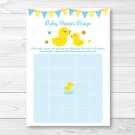 Rubber Duck Printable Baby Shower Bingo Cards #A367