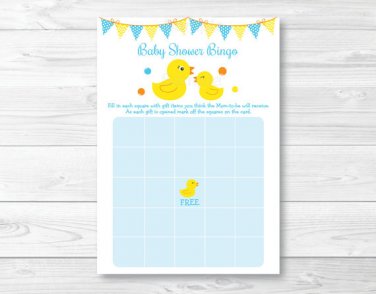 Rubber Duck Printable Baby Shower Bingo Cards #A367