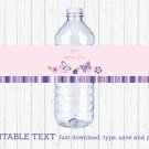 Pink & Purple Butterfly Water Bottle Labels Printable Editable PDF #A220