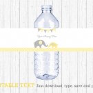 Yellow Chevron Elephant Water Bottle Labels Printable Editable PDF #A181