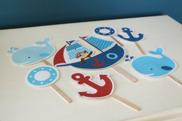 Nautical Pirate Whale Party Cutouts Decorations Printable #A287 DIY You Print