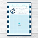 Nautical Anchor Printable Baby Shower Bingo Cards #A222