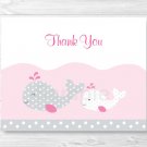 Pink Nautical Whale Thank You Card Printable #A235
