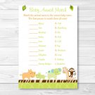 Wildlife Jungle Animals Baby Shower Baby Animal Match Game Printable #A236