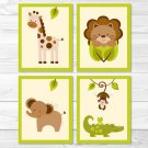 Baby Safari Lion Monkey Elephant Giraffe Printable Nursery Wall Art #A109